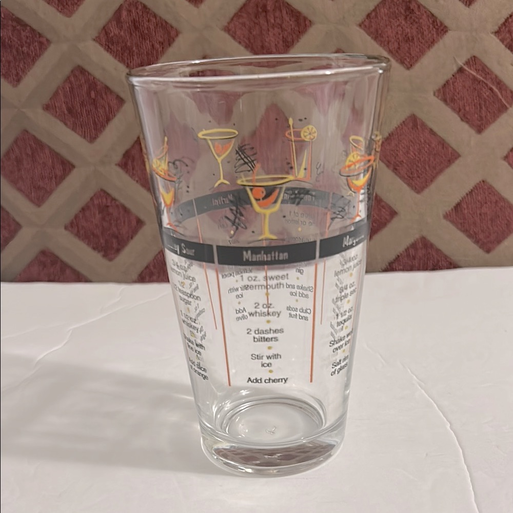 Vintage Libbey Alcohol Cocktail Recipe Glass, drinking, barware, 1960’s, retro